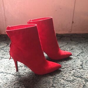 Red Suede Ankle Boots